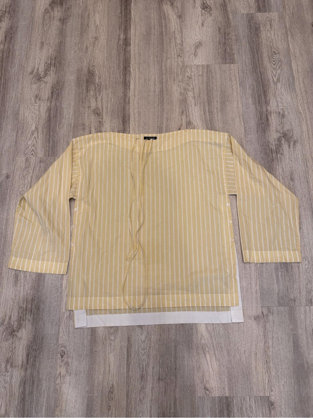 J.Crew Yellow White Striped 100% Cotton Waist Tie Top Medium